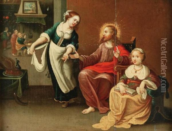 Jezus W Domu Marty I Marii Oil Painting - Frans II Francken