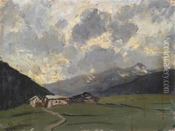 Landscape With Mountain Pastures Oil Painting - Otto Gampert
