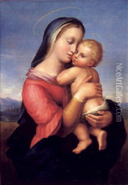 Madonna Tempi Oil Painting - Giuseppe Mazzolani