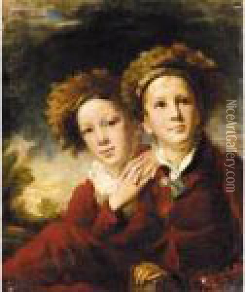 Portrait Of Two Boys Oil Painting - George C. Watson