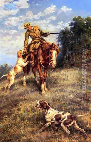 A Hunter and His Dogs Oil Painting - Edmund Henry Osthaus