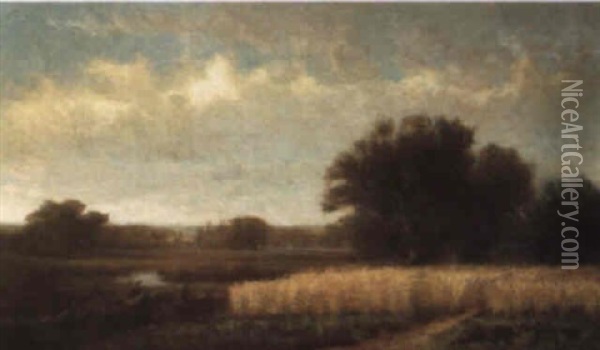 Wheat Field Oil Painting - William Morris Hunt