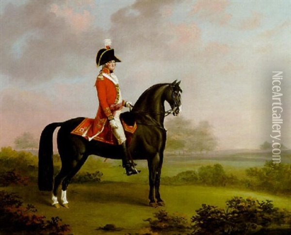 An Officer Of The First Guard Mounted On His Charger Oil Painting - Henry Bernard Chalon