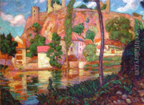 Paysage A La Riviere Oil Painting - Henri Doucet