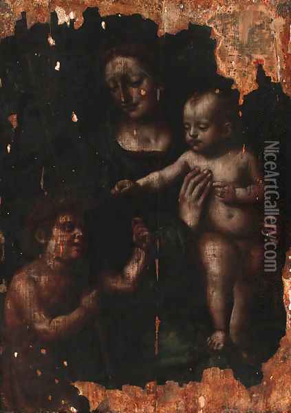The Madonna and Child with the Infant Saint John the Baptist Oil Painting - Leonardo Da Vinci