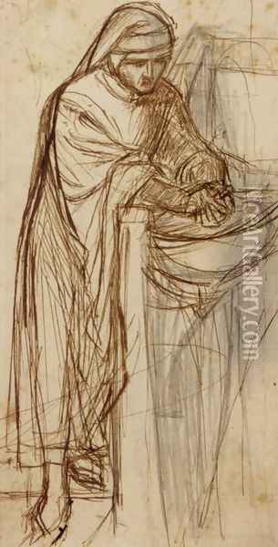 Sketch For Dante At Verona With A Preliminary Study For The Principal Figure Oil Painting - Dante Gabriel Rossetti