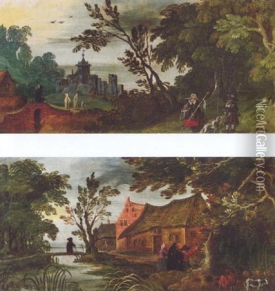 Landschaft Mit Gebauden Und Figuren Oil Painting - Joos de Momper the Younger