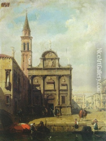 Place A Venise Oil Painting - Jules-Romain Joyant
