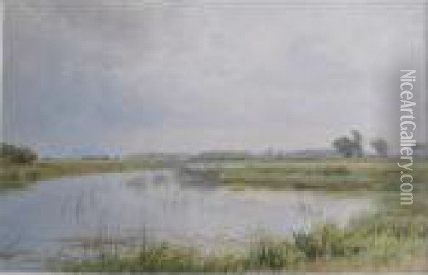 On The Ouse Oil Painting - Harry Sutton Palmer