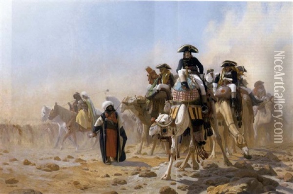 Napoleon And His General Staff In Egypt Oil Painting - Jean-Leon Gerome