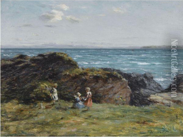 Children By The Sea Oil Painting - Joseph Henderson