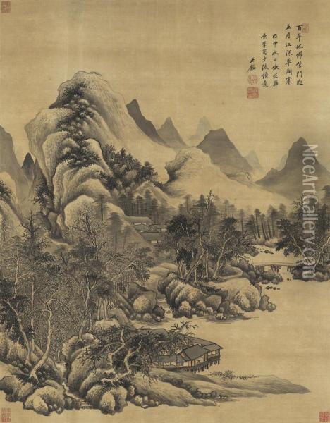 Landscape In The Style Of Fan Kuan Oil Painting - Wang Jian