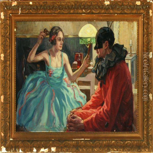 Preparing The Masked Ball Oil Painting - Wilfred Peter Glud