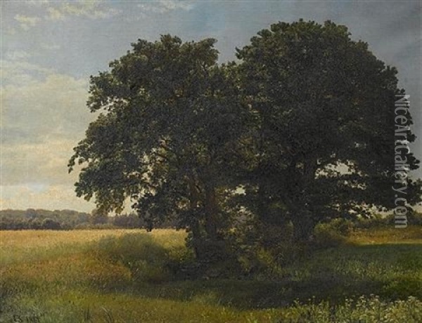 The Old Oak, West Belmont Oil Painting - Anton Edvard Kjeldrup