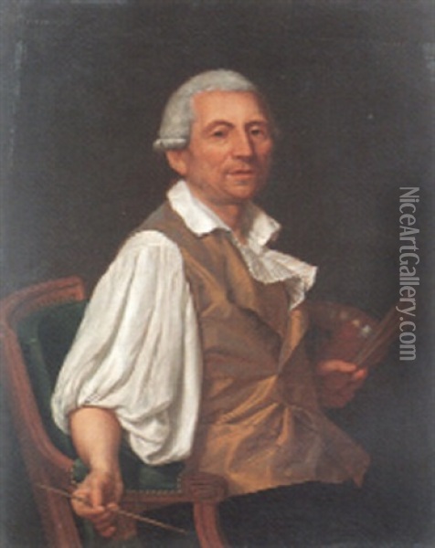 Portrait Of The Artist, Holding A Palatte And Brushes Oil Painting - Jean-Jacques Forty