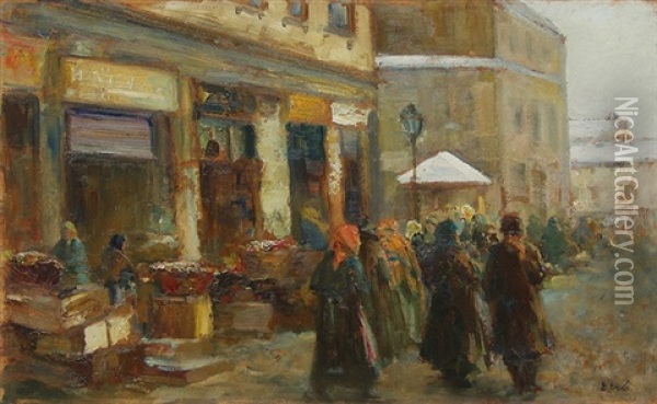 Marketsquare In Lvov Oil Painting - Erno Erb