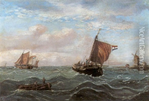 Barcos Cerca De Un Molino Oil Painting - George Finch Mason