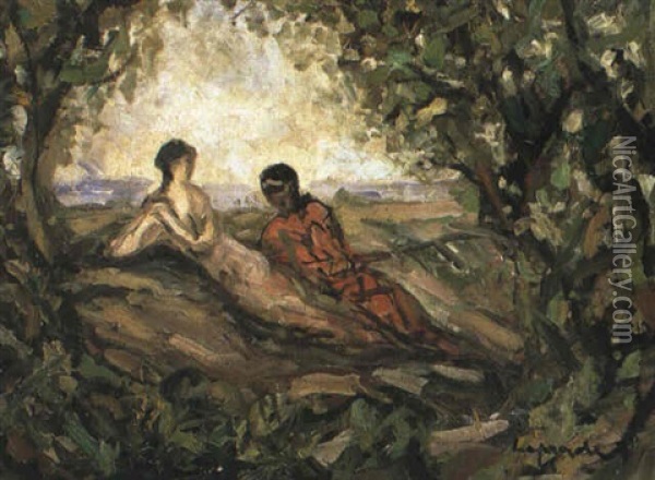 Couple Dans Un Sous-bois Oil Painting - Pierre Laprade