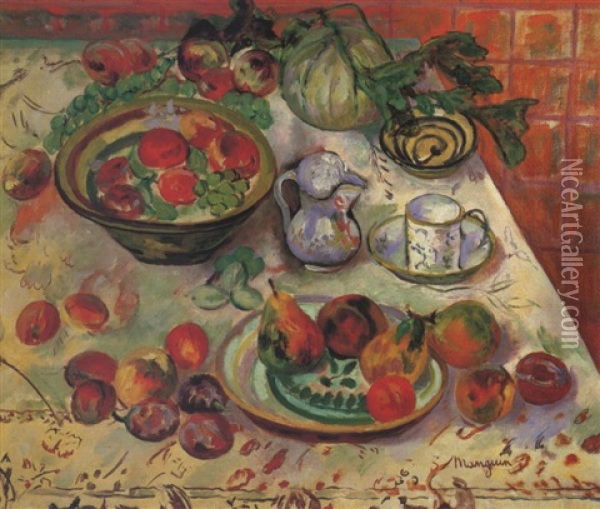 La Table De Fruits A L'atelier Oil Painting - Henri Charles Manguin