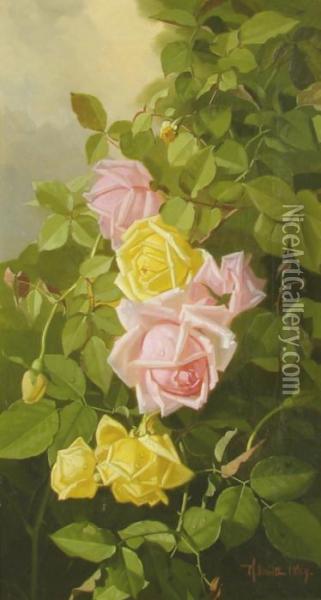 Still Life Withroses Oil Painting - Edward Chalmers Leavitt