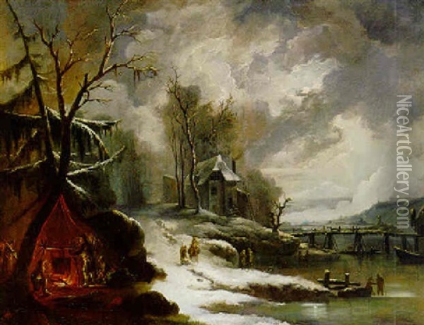 A Winter Landscape Oil Painting - Francesco Foschi