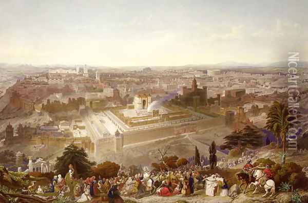 Jerusalem in her Grandeur, engraved by Charles Mottram 1807-76 1860 Oil Painting - Henry Courtney Selous