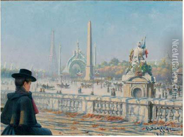 La Place De La Concorde Oil Painting - Adolphe Demange