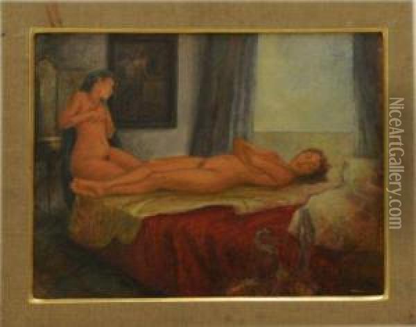 ''mujeres Desnudas'' Oil Painting - Giovanni Domenico Valentini