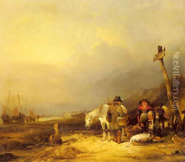 On The South Coast Oil Painting - Snr William Shayer