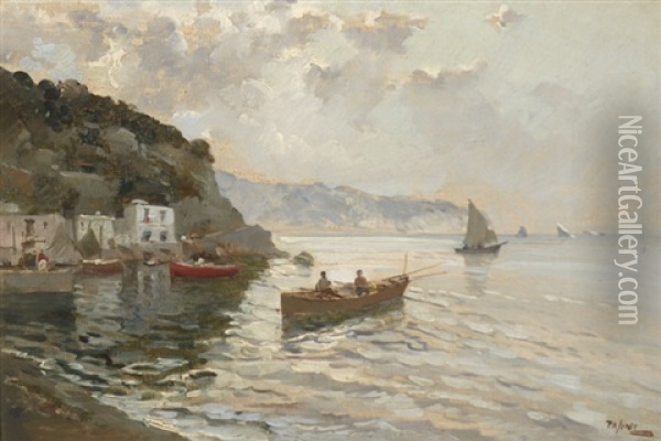 Evening On The Amalfi Coast Oil Painting - Lazzaro Pasini