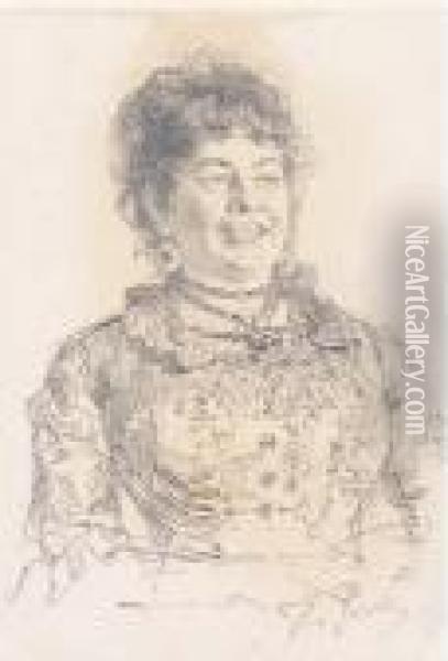 Portrait Of A Woman Oil Painting - Ilya Efimovich Efimovich Repin