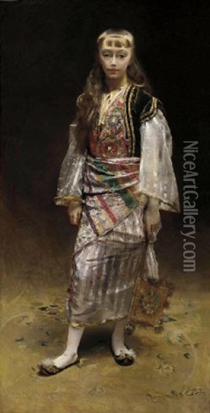 Portrait D'une Jeune Orientale Oil Painting - Gustave Jean Jacquet