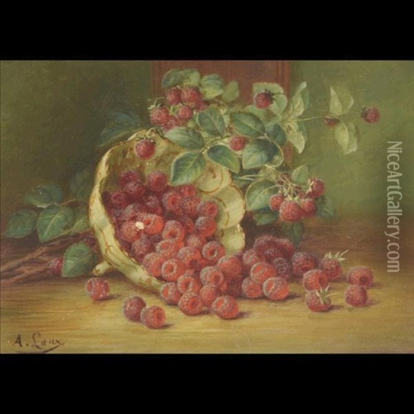 Rasperry Still Life Oil Painting - August Laux