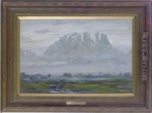 Snow Capped Mountain Oil Painting - Lewis Henry Meakin