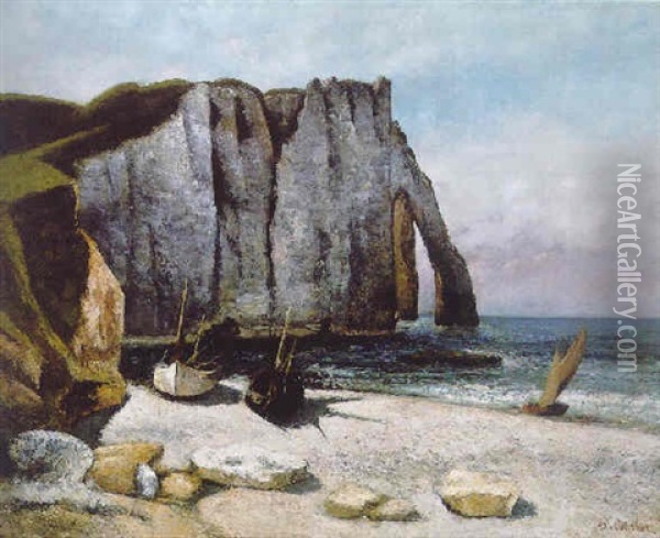 Falaise D'etretat, La Porte D'avale Oil Painting - Gustave Courbet