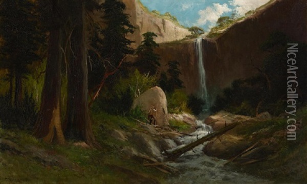 Catskill Fall, Catskill Mountains, New York, Alternatively Titled, John Muir's Valley, Yosemite Oil Painting - Frederick Ferdinand Schafer