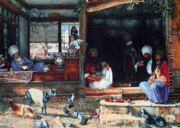 The Kibab Shop, Scutari, Asia Minor Oil Painting - John Frederick Lewis
