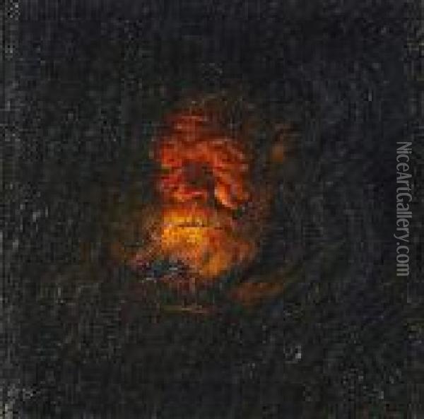 Anciano A La Luz De Una Vela Oil Painting - Luis Graner Arrufi