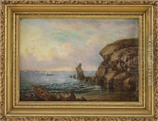 Coastal View With Sailboats Oil Painting - Mauritas Frederik H. De Haas