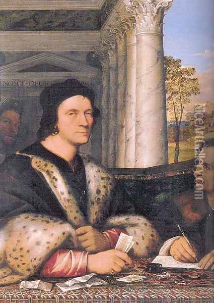 Portrait of Ferry Carondelet and his Secretaries 1510-20 Oil Painting - Sebastiano Del Piombo