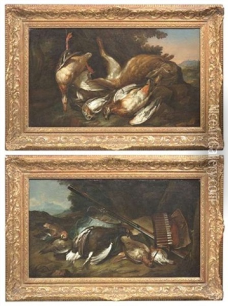 Jagdstilleben Mit Wild Und Geflugel (pair) Oil Painting - Philipp Ferdinand de Hamilton