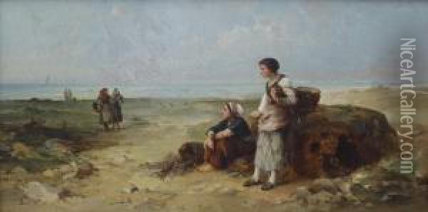 Kustenlandschaft Mit Fischerfrauen Oil Painting - A. Roueff