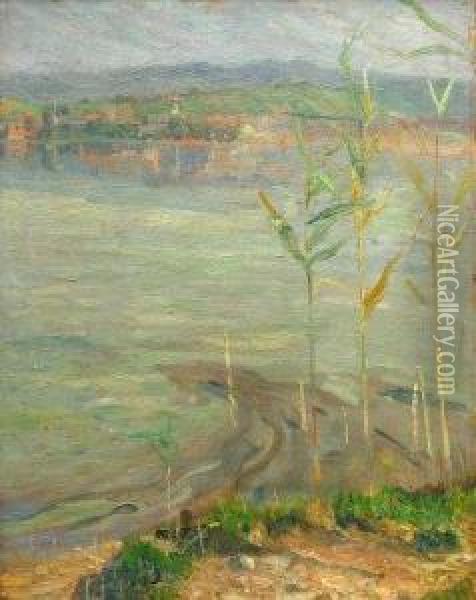 River Landscape Oil Painting - Wilhelm Volz
