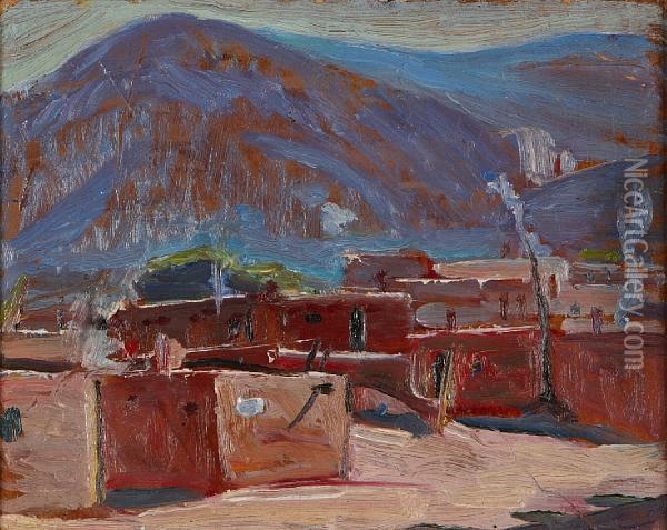 Indian Village, New Mexico Oil Painting - Elanor Colburn