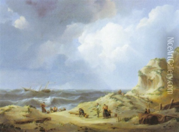Storm En Schipbreuk Oil Painting - Johannes Christiaan Schotel