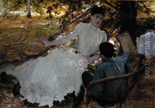 In the Hammock II, 1884 Oil Painting - Giuseppe de Nittis