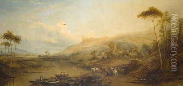 Evening, Arundel Castle Oil Painting - James Baker Pyne