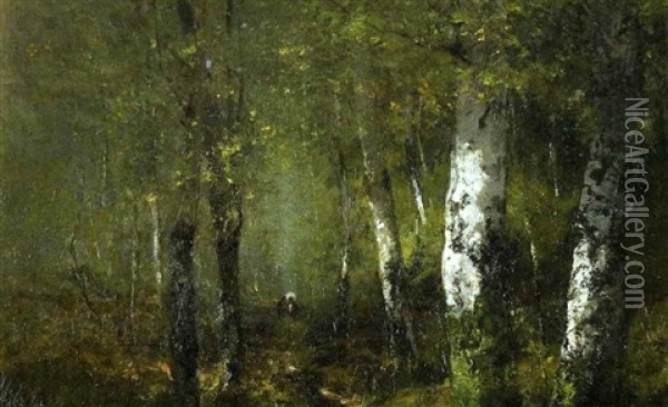 Promenade En Sous-bois Oil Painting - Alexandre Defaux