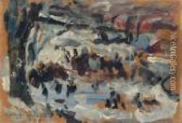 Eisbahn (schlittschuhlaufer Auf Den Neuen See Im Berliner Tiergarten) Oil Painting - Lovis (Franz Heinrich Louis) Corinth