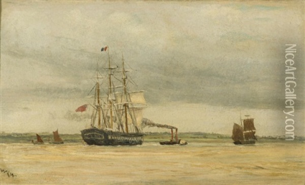On The Medway [a Pair] Oil Painting - William Lionel Wyllie